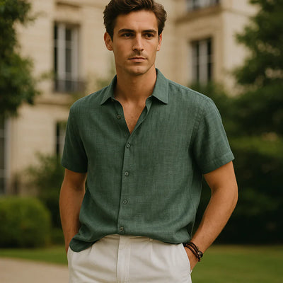 Alcide - Lässiges Kurzarmhemd mit Knopfleiste für Herren