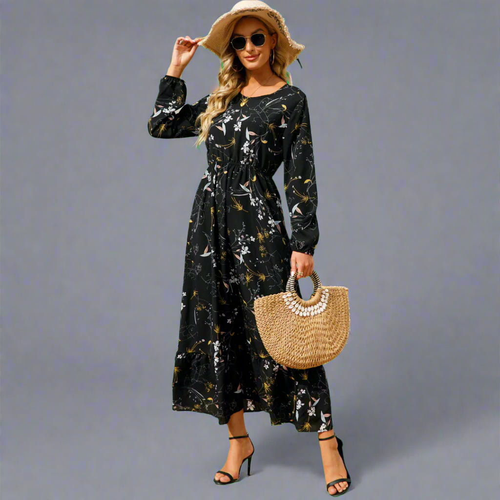 Gottliebe | Elegantes Boho-Maxikleid aus Chiffon