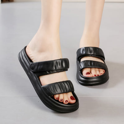 Plateau-Badesandalen Leichte Sommer Pantoletten Offene Zehen Bequeme