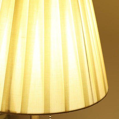 AstralGlow - Elegante Stoff Empire Shade Tischlampe mit Zugkette