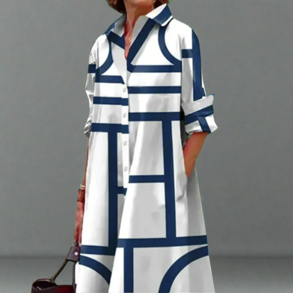 Ulricke | Handgefertigtes Premium-Kleid mit geometrischem Muster