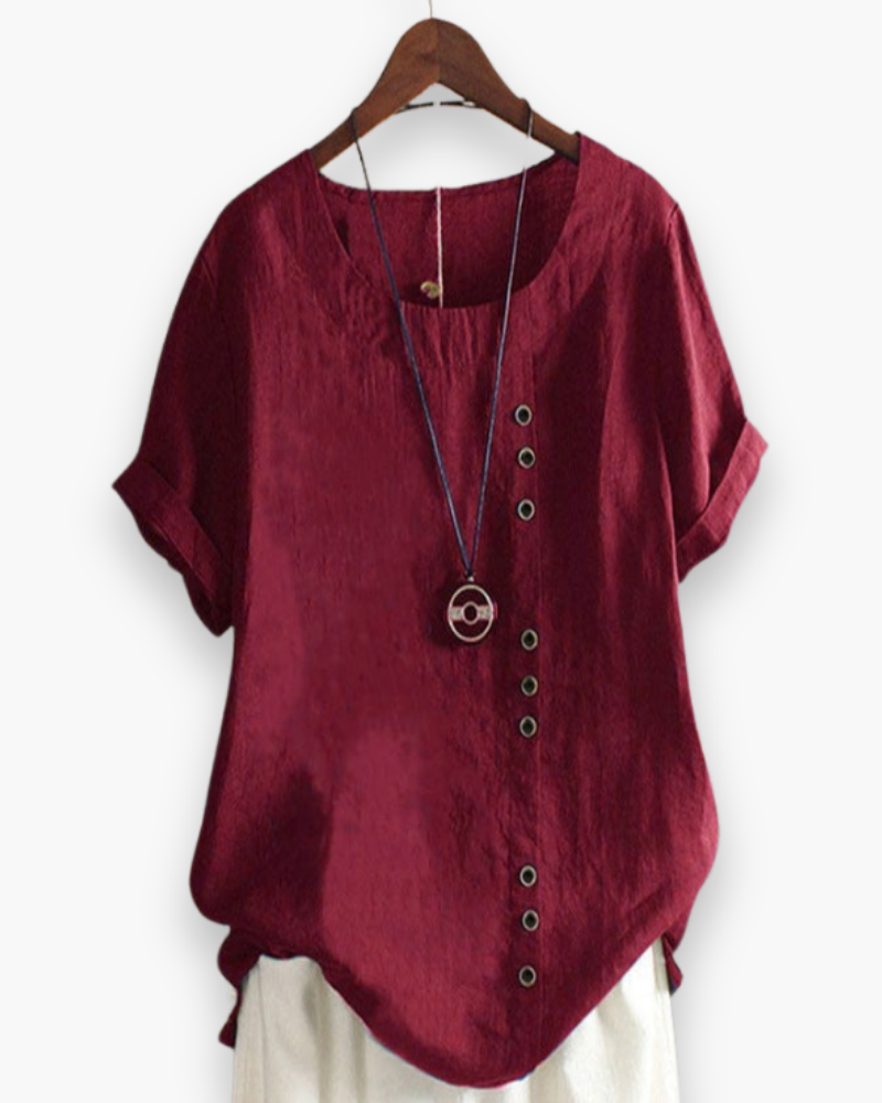 Damen Elegante Kurzarm-Bluse | Unifarben