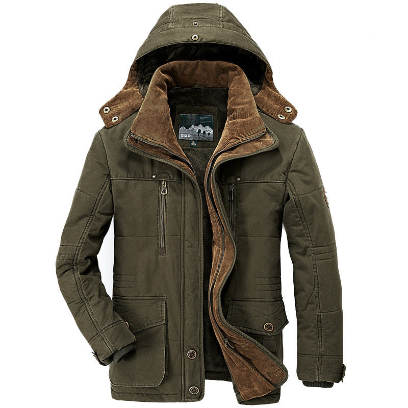 David – Dicke Baumwolljacke mit Kapuze und Taschen