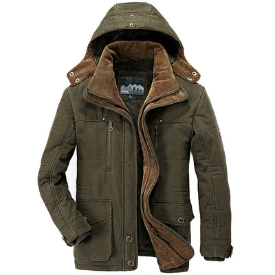 David – Dicke Baumwolljacke mit Kapuze und Taschen