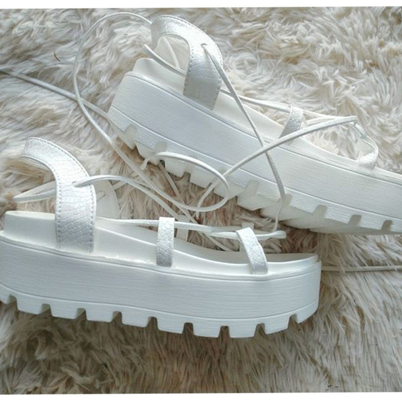 Jessica – Römische Damenplattform-Sandalen in Uni-Farben