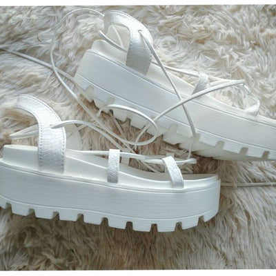 Jessica – Römische Damenplattform-Sandalen in Uni-Farben