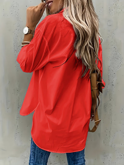 Langarm Hemd, Schlichter Hemd mit Knopfleiste Lässig