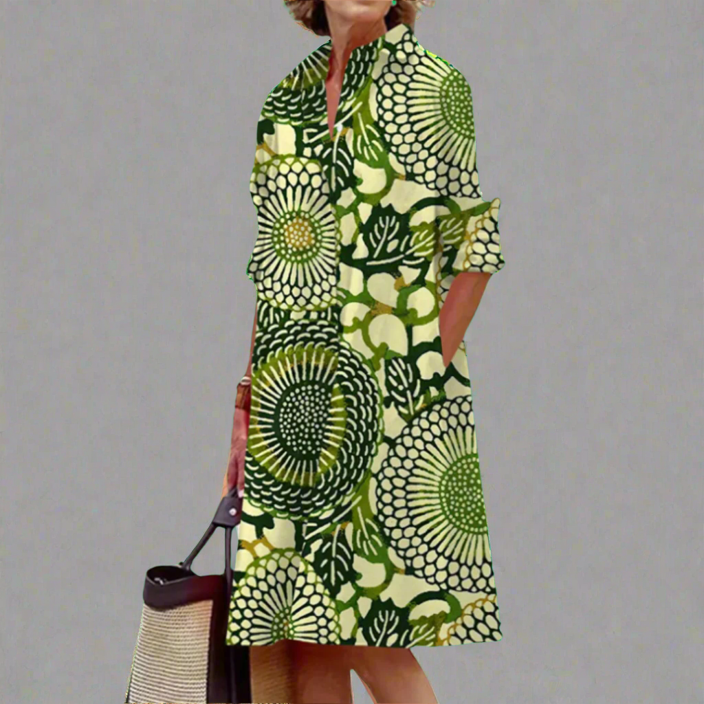 Ulricke | Handgefertigtes Premium-Kleid mit geometrischem Muster