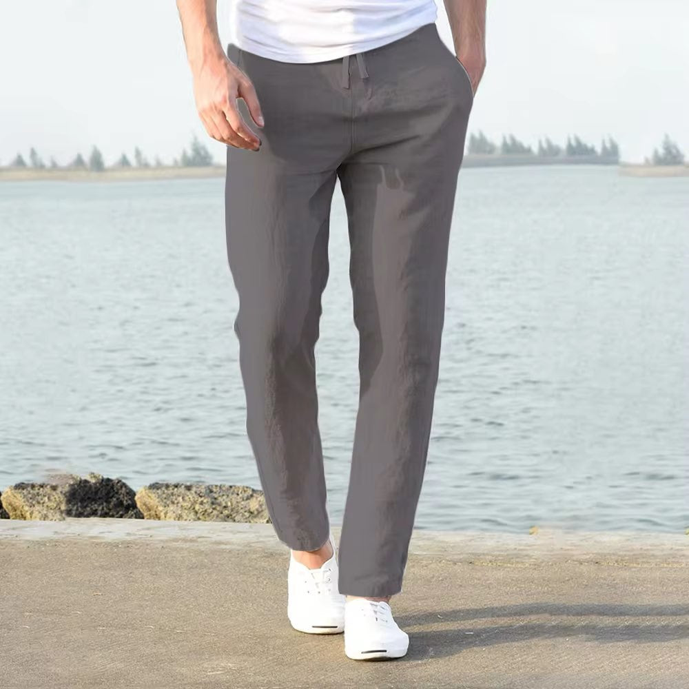 Herren Leinen Freizeithose mit Elastischem Bund – Stilvolle Sommerhose für Alltag und Urlaub