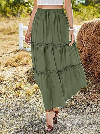 Leah – Elastisches Maxikleid mit hohem Bund und Falten