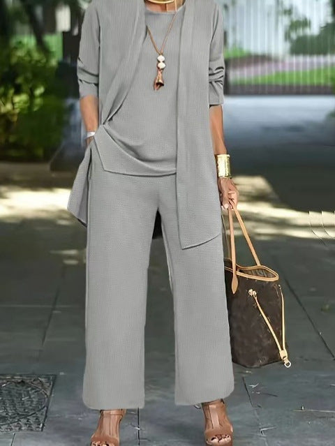 Donna – Temperament Anzug mit Weitem Bein und Ausgestelltem Cardigan