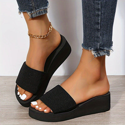 Keil-Sandalen Schwarz – Bequeme EVA Plateauschuhe, Rutschfest & Stylisch