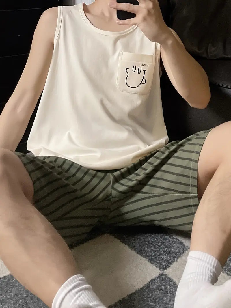 Robert - Pyjama-Set mit Cartoon-Print für Herren