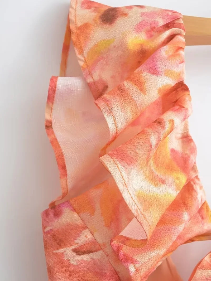 Damen Maxikleid mit Rüschen und V-Ausschnitt – Elegantes Sommerkleid für Alltag und besondere Anlässe