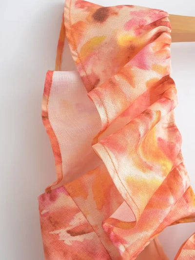 Damen Maxikleid mit Rüschen und V-Ausschnitt – Elegantes Sommerkleid für Alltag und besondere Anlässe