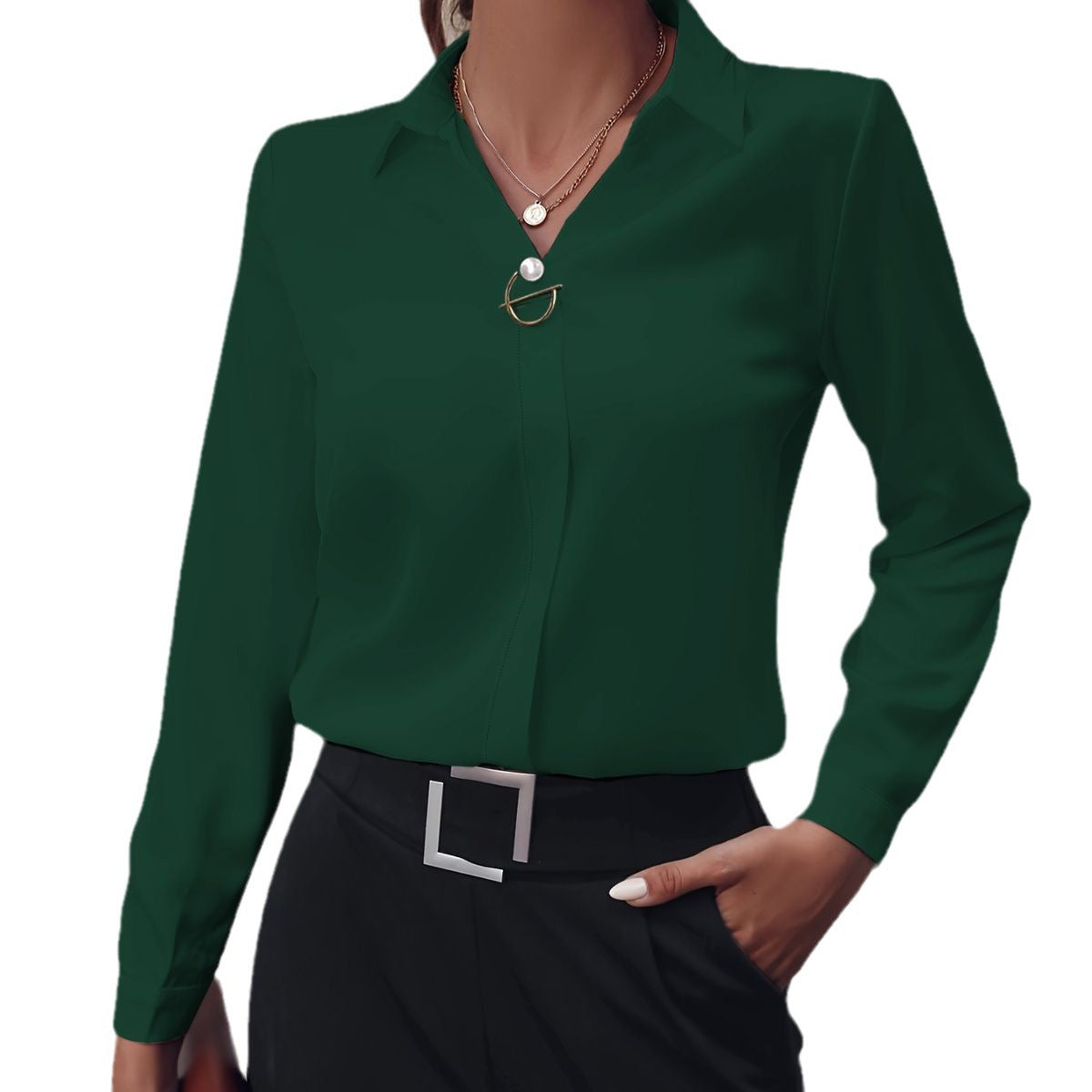 Damen Blusenshirt Elegant Business Cardigan – Stilvolle Langarmbluse für Büro & Alltag