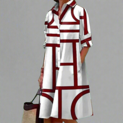 Ulricke | Handgefertigtes Premium-Kleid mit geometrischem Muster