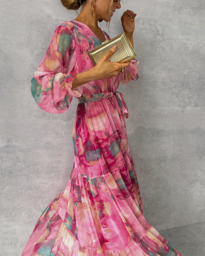 Damen Elegantes Wickelkleid | Maxi Festliches Kleid