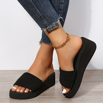 Keil-Sandalen Schwarz – Bequeme EVA Plateauschuhe, Rutschfest & Stylisch