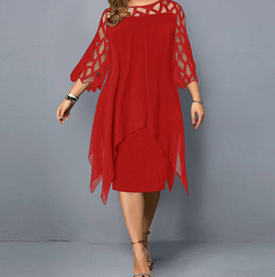 Sara – Spitzen Chiffonkleid mit unregelmäßigem Saum