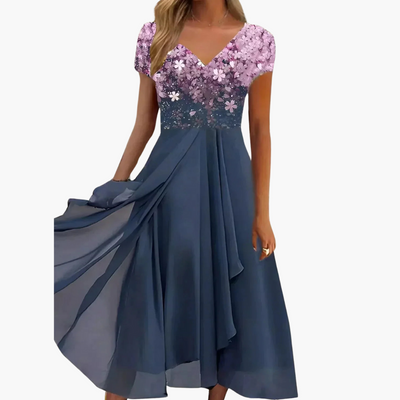 Midikleid für Damen - Elegant mit Pailletten & Chiffonrock