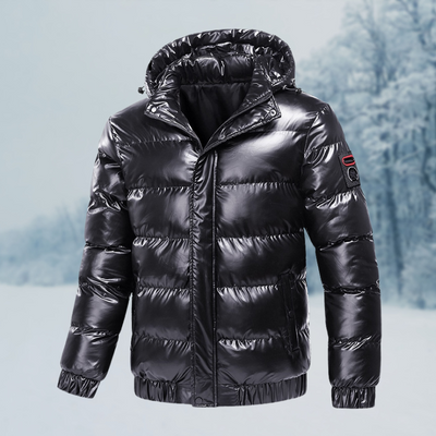 Herren Winterjacke | Glänzende Steppjacke Mit Kapuze