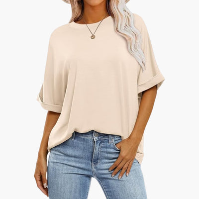Damen Oversize T-Shirt mit Rundhalsausschnitt und kurzen Ärmeln