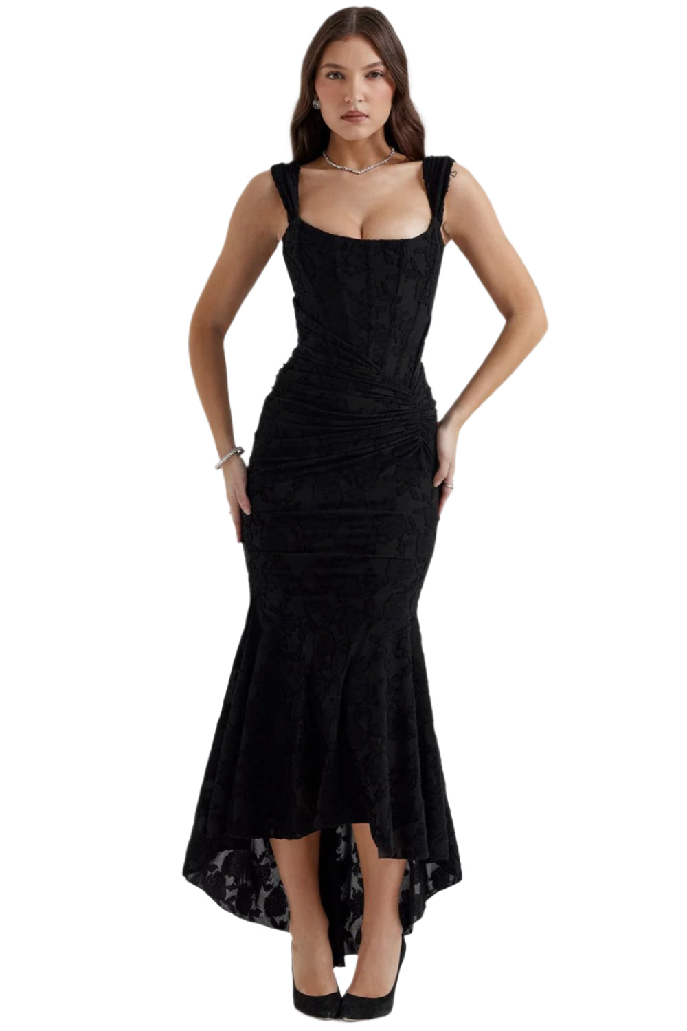 Celeste Maxikleid mit tiefem V-Ausschnitt