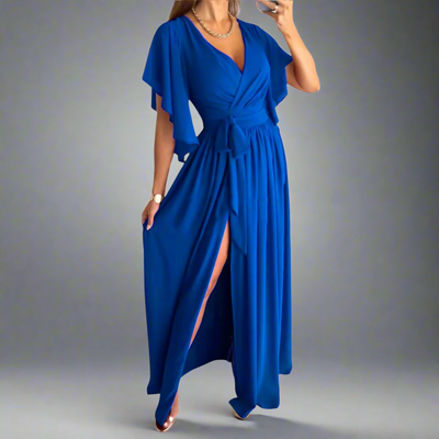 Quiswina | Elegantes V-Ausschnitt Mopp Kleid