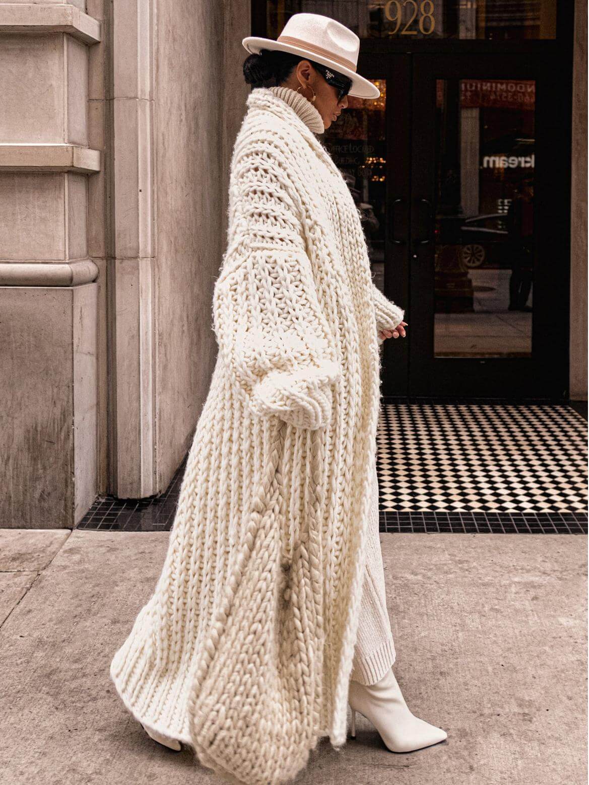 Elfenbein Halte Mich Nah Schalkragen Cardigan