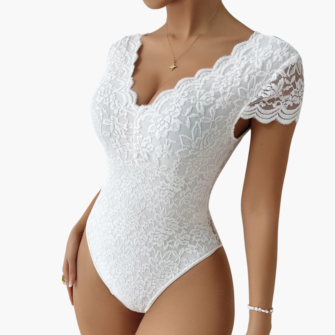 Bodysuit aus Spitze für Frauen - Eleganter V-Ausschnitt
