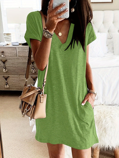 Luftiges Freizeitkleid mit Taschen – Kurzarm, Sommer & Frühling