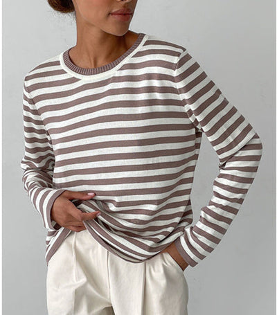 Damen Streifenpullover im Casual-Look – Lässiger Rundhalspullover für Alltag und Büro