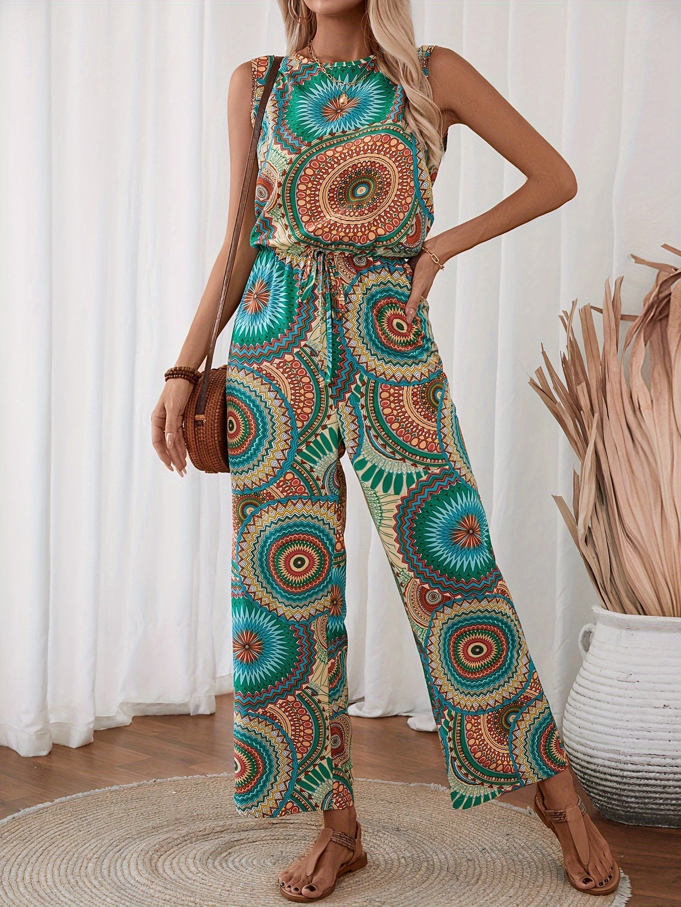 Trendiger Damen Jumpsuit mit Mandala-Print für den Sommer - BohoStrahl