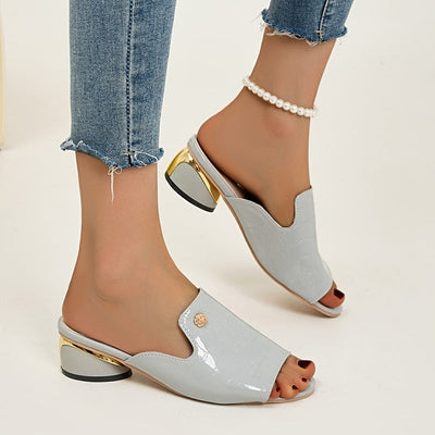 Krokodil-Muster Sandalen Offene Zehen Chunky Absatz Elegante Slip-On Pumps
