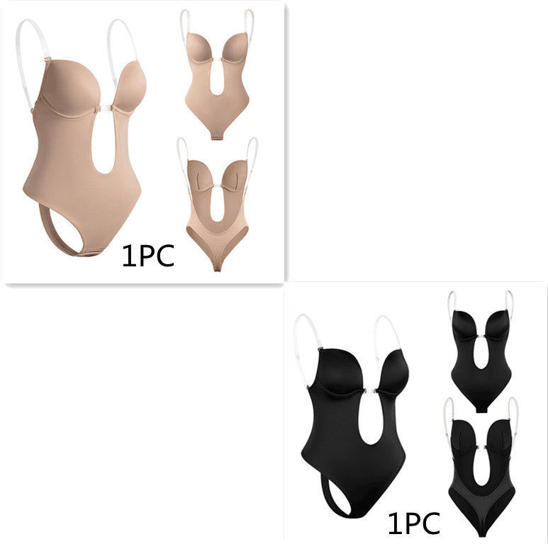 Amanda – Enger Damenbody mit tiefem V-Rücken und Bauchkontrolle