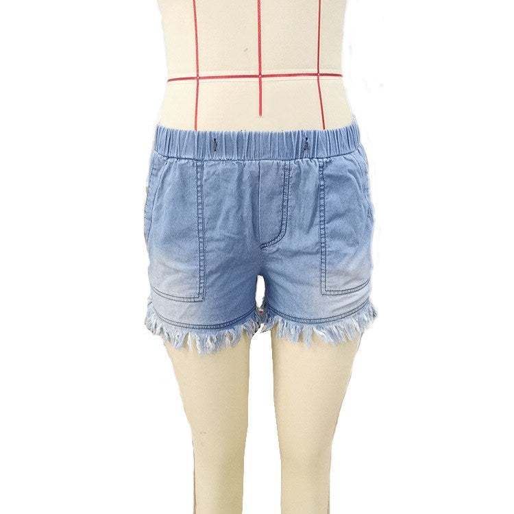 Rory – Elastische Jeansshorts mit Fransen