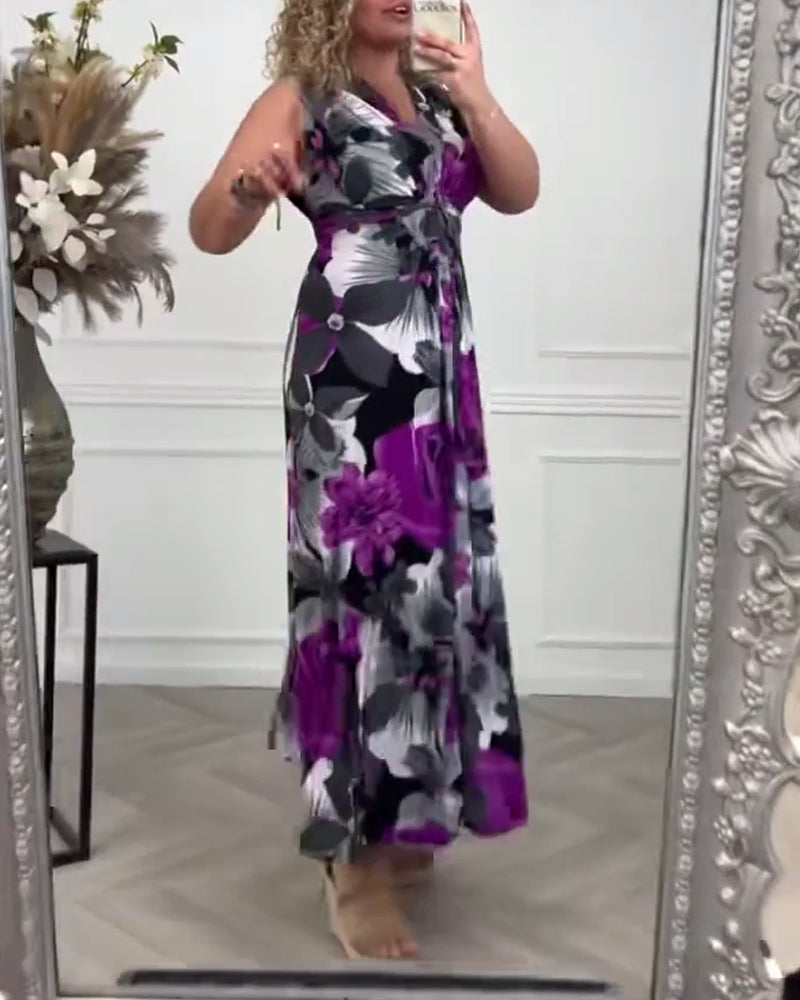 Sacha™ - Elegantes ärmelloses Kleid mit plissiertem Blumenprint
