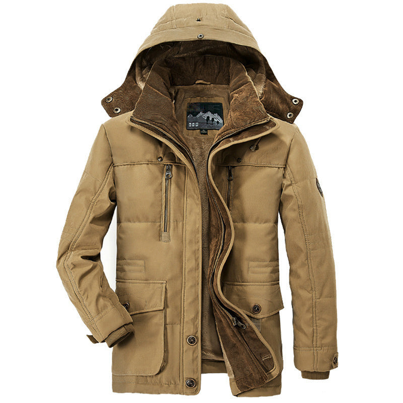 David – Dicke Baumwolljacke mit Kapuze und Taschen