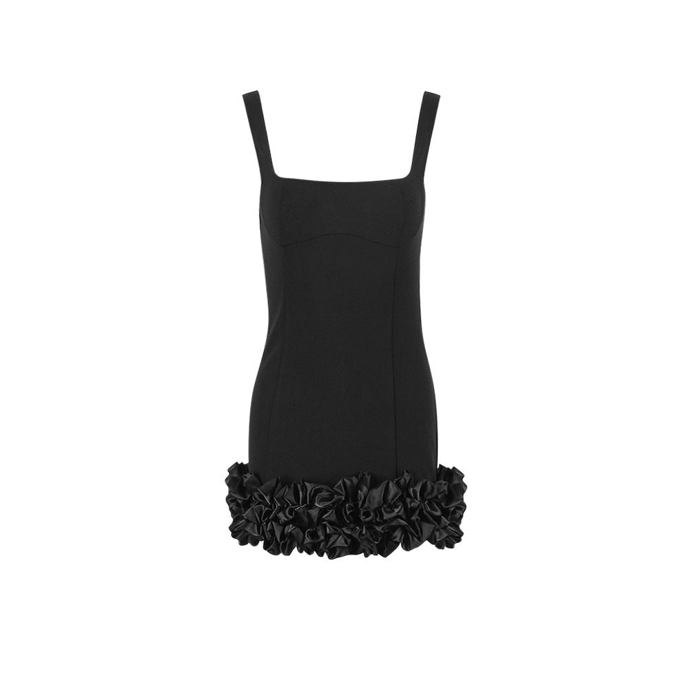 Ann – Schwarzes Camisole-Kleid mit eckigem Kragen