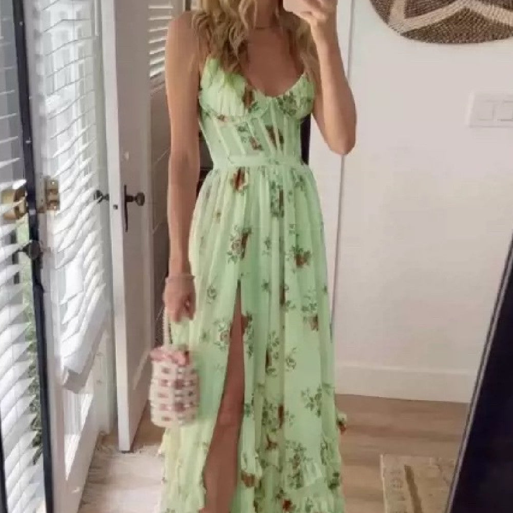 Esme – Langes Damenkleid mit Spitzenakzenten