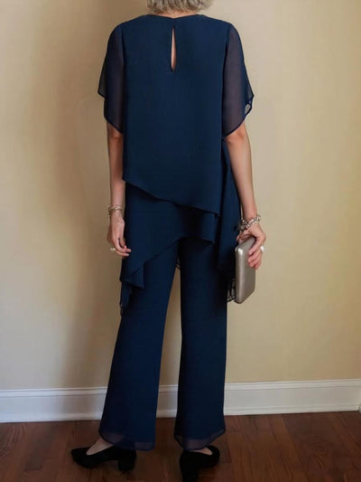 Marineblaues Blusen und Hosenset