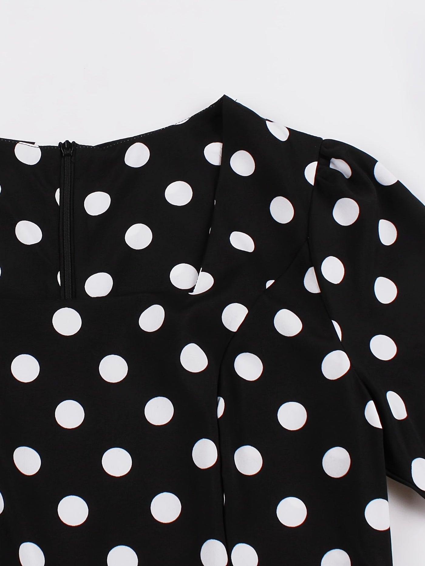 Elegantes Polka-Dot-Sommerkleid – Karree-Ausschnitt, Kurzarm, Figurschmeichelnd