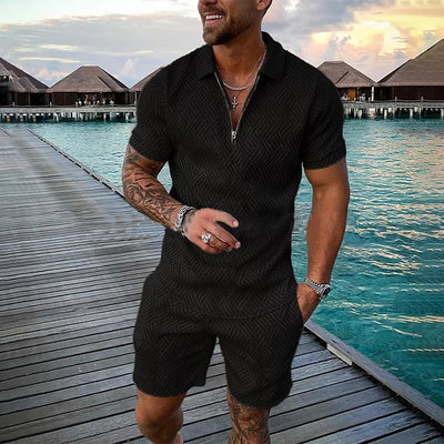 Lässiges Poloshirt und Shorts-Set