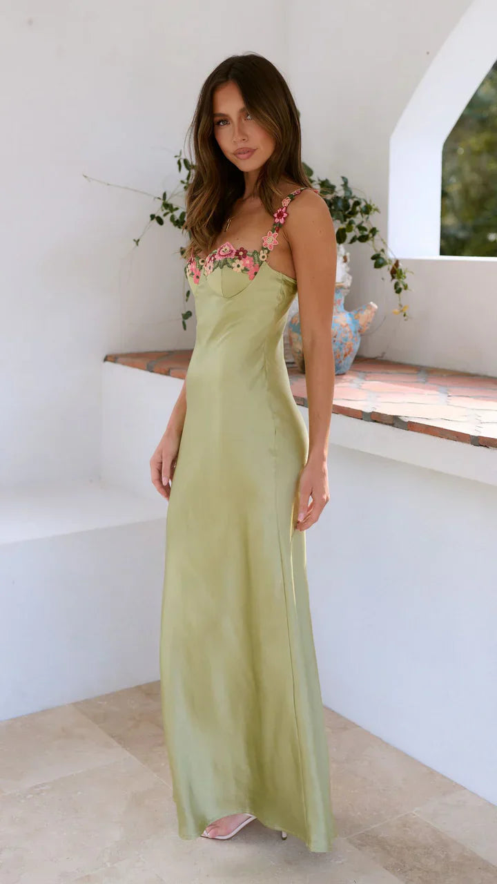 Léonie | satin slipkleid mit floralen muster