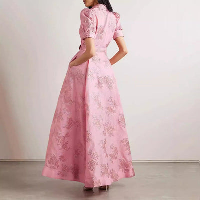 Damen Elegantes A-Linien Abendkleid mit Gürtel und Kurzarm – Stilvolle Wahl für gesellschaftliche Anlässe