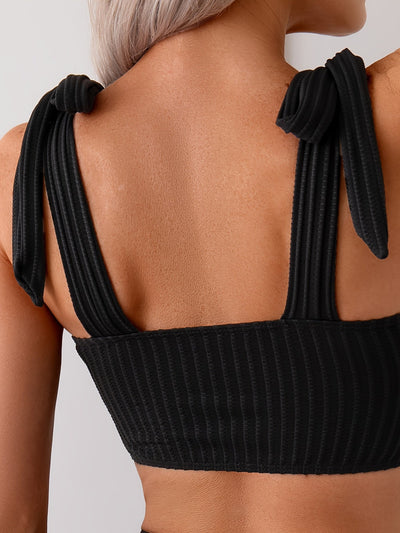 Stilvoller Tankini mit Schleife & Streifen – Zweiteiliger Badeanzug mit verstellbaren Trägern