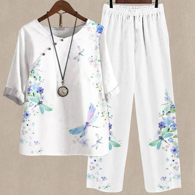 Deborah – Damen Set mit Fünf-Viertel-Ärmel und Bedrucktem Oberteil