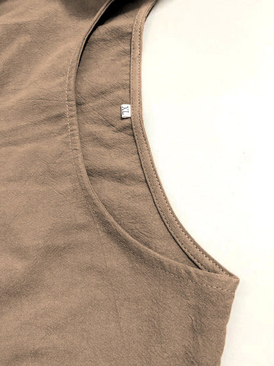 Leichtes Damen-Leinenkleid – Ärmellos, Einfarbig, Lange Passform & Bequem für Sommer & Urlaub