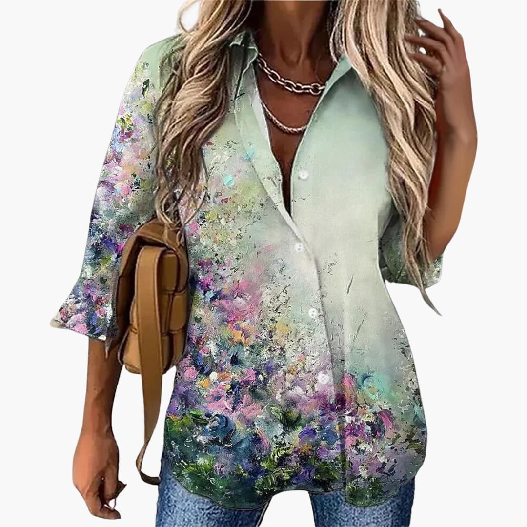 Lockere Damenbluse mit Blumenmuster - Luftig & Elegant